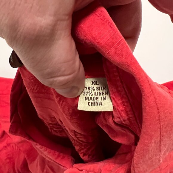 Tommy Bahama Hawaiian Shirt Silk Linen Blend Vacation Summer Red Men's size XL - Picture 5 of 7